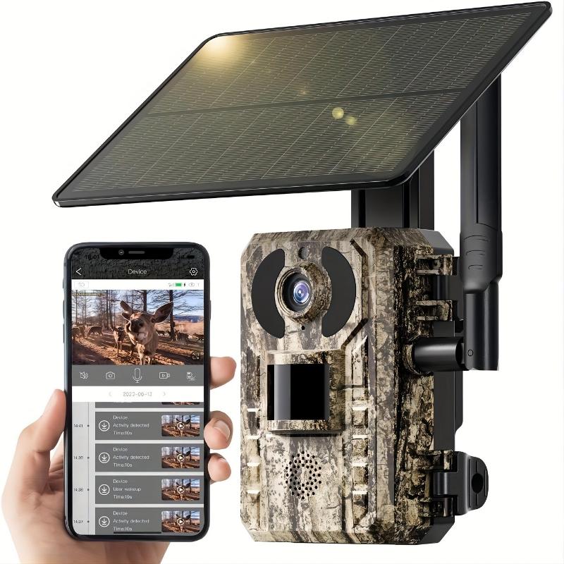 3pcs 4G LTE Cellular Trail Camera 1pc, With Real-time Viewing And HD Night Vision, Built-in SIM Card, Remote Phone Access, 0.2S Motion Activation Function, With Solar Panel For Use In Places Without WiFi Signal, Hunting Camera For The Wild,