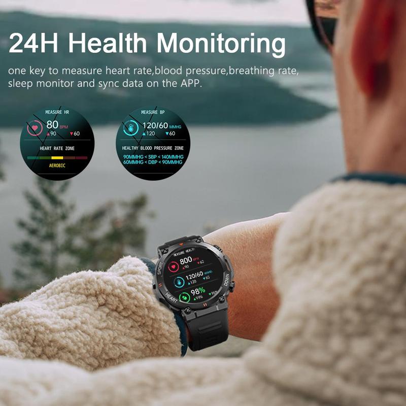 Men's Call Smart Watch, 1 Count BT Sports Fitness Tracker, Round Screen Smartwatch with Heart Monitor, IP67 Waterproof Sports Watch with Sleep Monitoring, Stocking Fillers Gift, Men's Tech Gadgets 2024