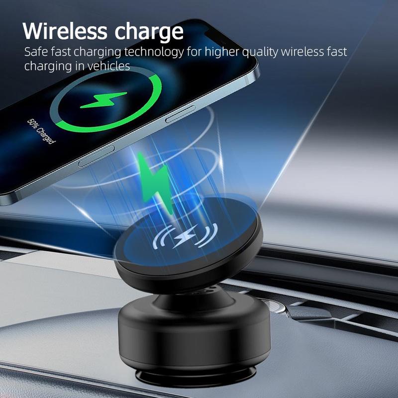 360° Rotatable 15W Fast Charging Magnetic Cell Phone Holder, Electric Vacuum Strong Suction Car Phone Mount for Magsafe iPhone & Android