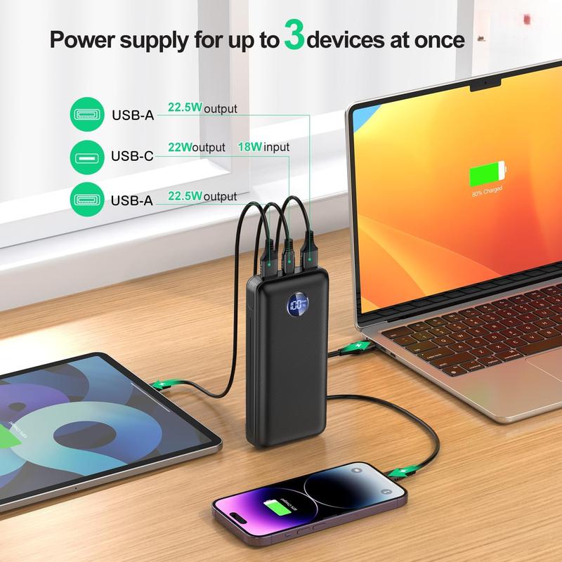 Portable Charger 40000mah Power Bank,for iPhone Series, Android Samsung Galaxy, for Travel Camping Accessories  Compact Device