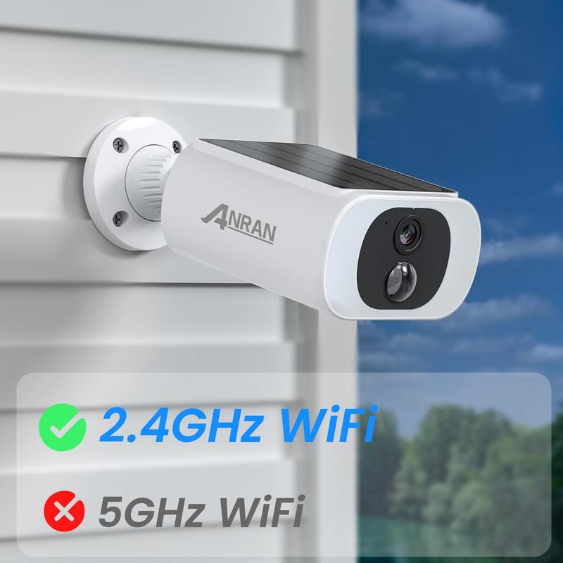 ANRAN 3MP Solar Camera Wireless Outdoor-2.4Ghz WiFi Security Camera,Color Night Vision,IP65 Waterproof,PIR Human Detection,2-Way Talk,Work with Alexa