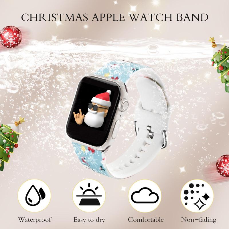 Cute Cartoon Christmas Series Watch Band (Band Only), 1 Count Adjustable Watch Band for Women & Men, Wearable Accessories Compatible with Apple Watch Series