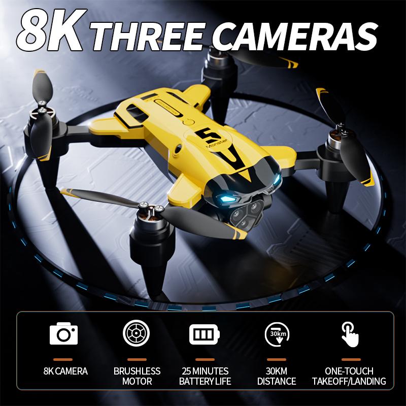 M5 Brushless Motor Quadcopter, Dual Camera Aerial Photography Drone with Optic Flow Hover, Foldable 4-Axis Remote Control UAV, Wi-Fi Connectivity, 480p Video, Beginner Level, 1800mAh Lithium Polymer Battery