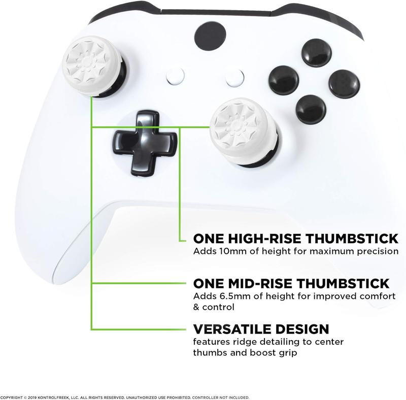 Performance Thumbsticks Galaxy White for Playstation 5 (PS5) , Playstation 4 (PS4)and Xbox Controller,Control Freaks,Performance Thumbsticks and Precision Rings | 1 High-Rise, 1 Mid-Rise