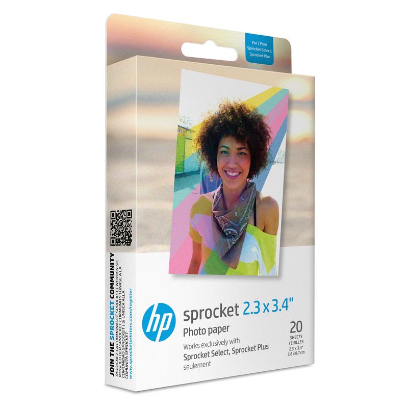 HP Sprocket 2.3 x 3.4 Premium Instant Zink Sticky Back Photo Paper (20 Sheets) Compatible with HP Sprocket Select and Plus Printers.