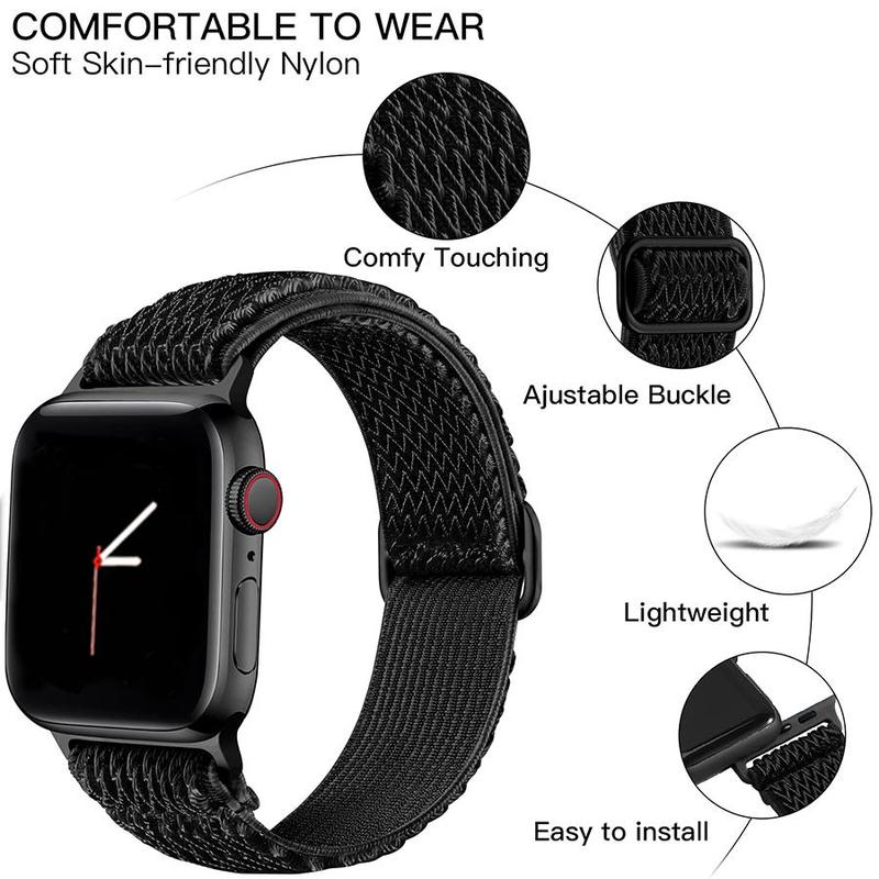 Soft Watch Band, Nylon Watch Band (Band Only), Comfortable Sports Smart Watch Loop Band, Wearable Accessories for Apple Watch