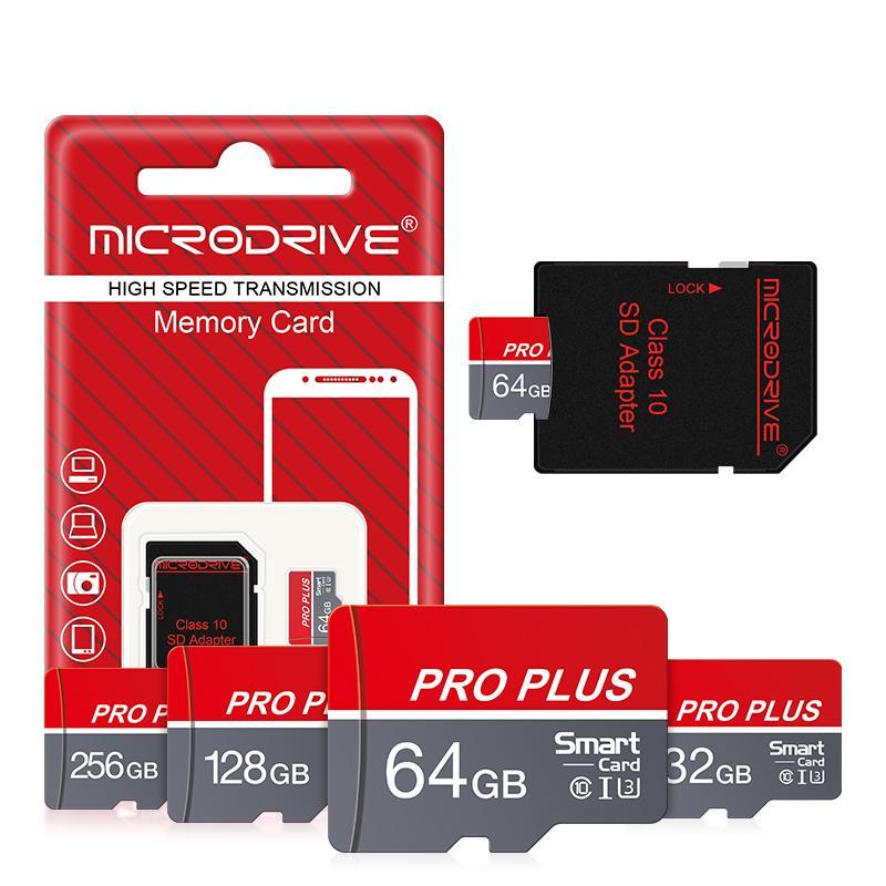 MICRODRIVE Micro TF SD Card, 1 Count 16GB 32GB 64GB 128GB 256GB Memory Card, Flash TF Cards with SD Adapter, Accessories for Tablets and Camera