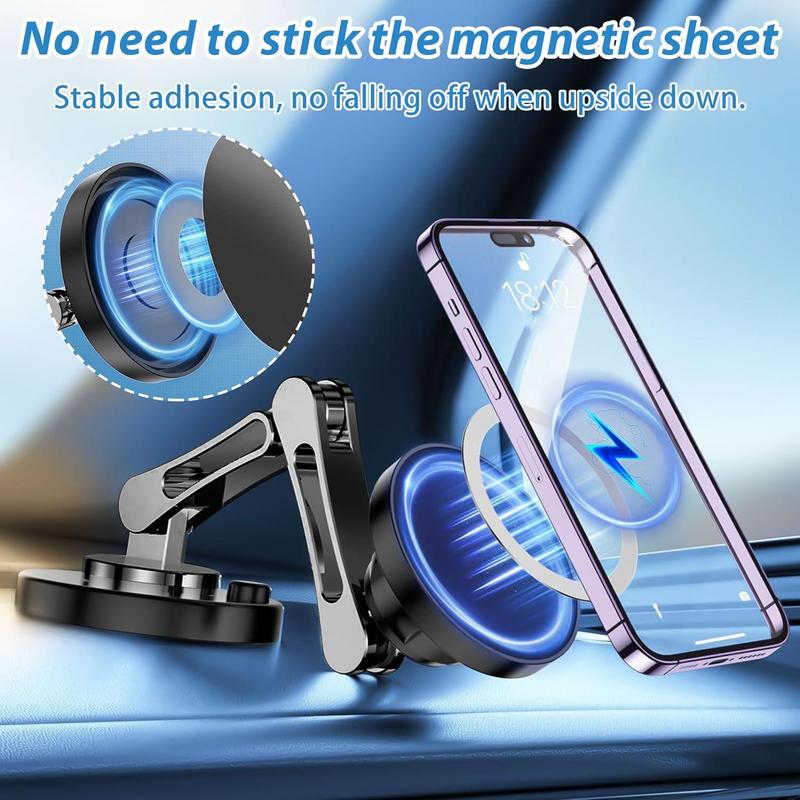 15W Fast Charging Car Phone Holder, Magnetic Wireless Car Charger, Car Cell Phone Holder for iPhone 15 14 13 12 All Smartphones, Stocking Fillers Gift