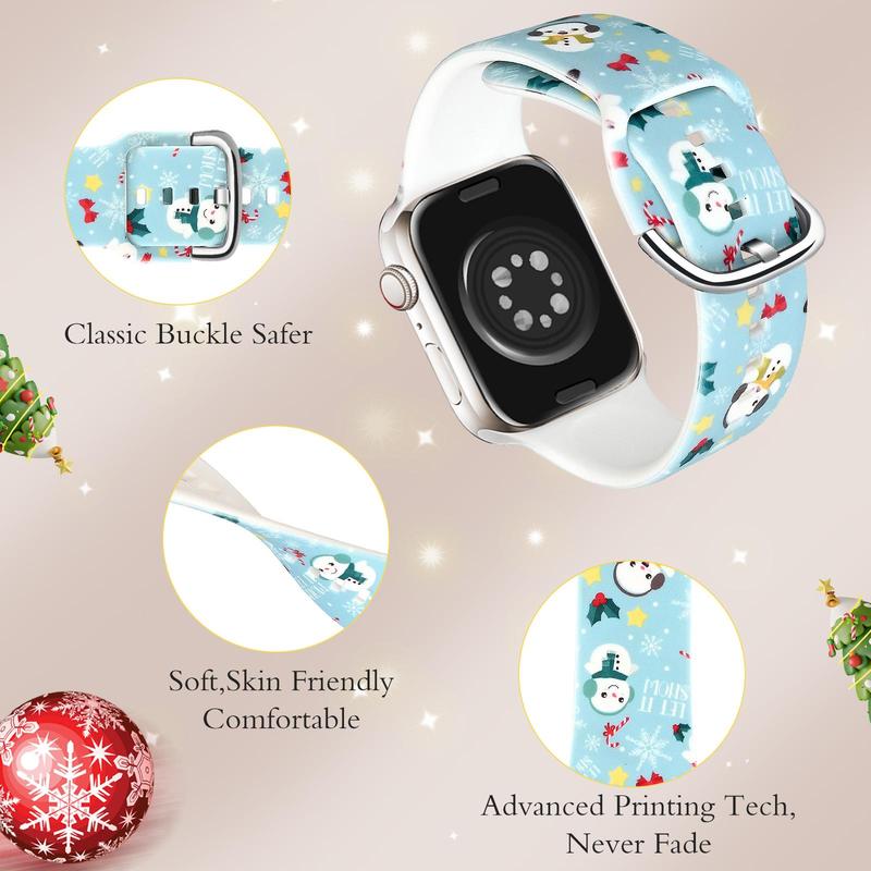 Cute Cartoon Christmas Series Watch Band (Band Only), 1 Count Adjustable Watch Band for Women & Men, Wearable Accessories Compatible with Apple Watch Series