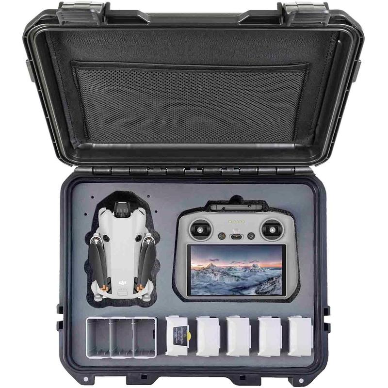 only case--Waterproof Hard Case for DJI Mini 4 Pro Fly More Combo RC 2   RC-N2, Rugged Protective Carrying Case Compatible with DJI Mini 4 PRO Mini 3 PRO, Rubber Handle Mesh Pocket Black