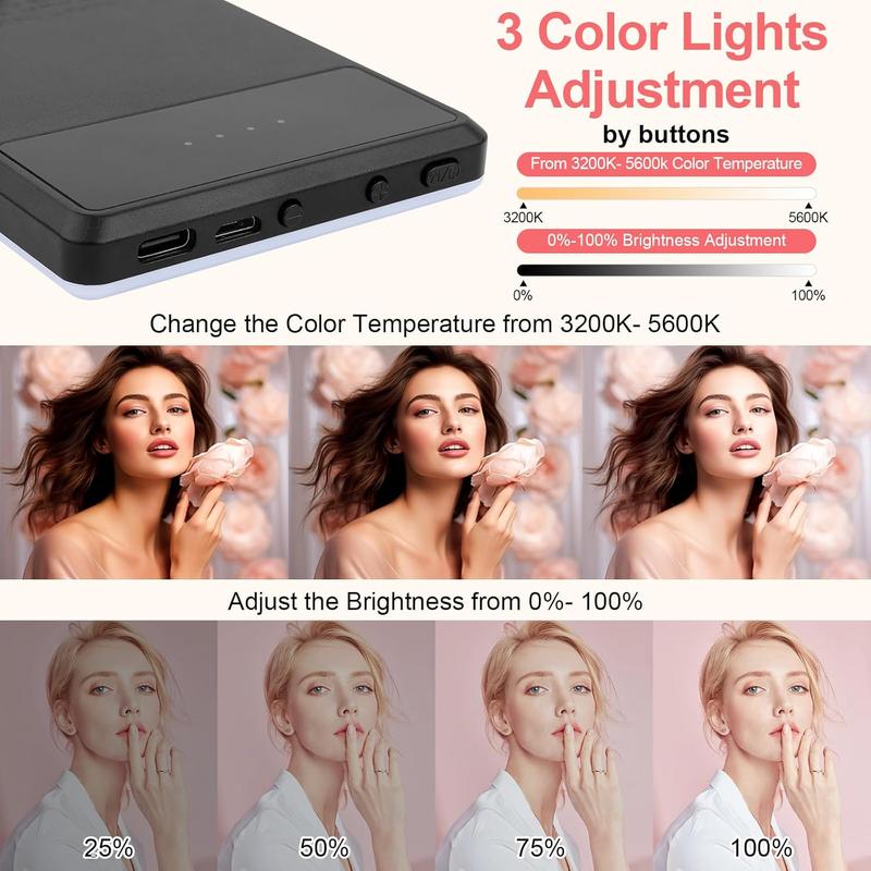 Rechargeable Clip Fill Video Conference Light, Selfie Light for Phone Android Camera iPad Laptop LED Phone Light for Makeup  Selfie Vlog