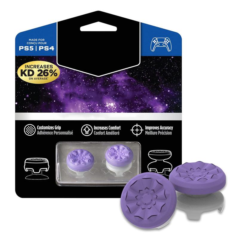 Pro Gaming Thumbsticks For PS4 & PS5, Superior Precision,Anti slip,Comfort, 1 High-Rise 1 Mid-Rise,Controller Gamepad accessories,Purple Black