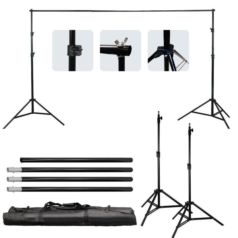 Photography Stand Kit,2*3M Backdrop Support Stand Set Black, Photography Kit for Portrait Studio Video Recording, Filming, Podcast