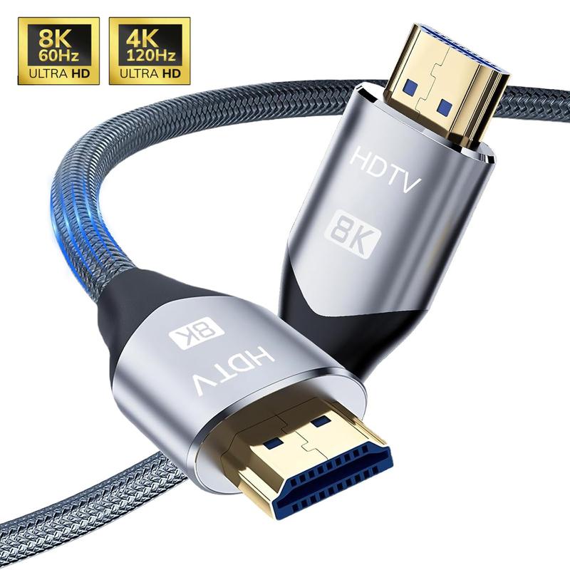 RGS 8K HDMI 2.1 Cables 5FT Ultra High Speed 48Gbps 8K@60Hz 7680x4320 4K@120Hz Nylon Braided PVC Cords for Devices Accessories Display Connection