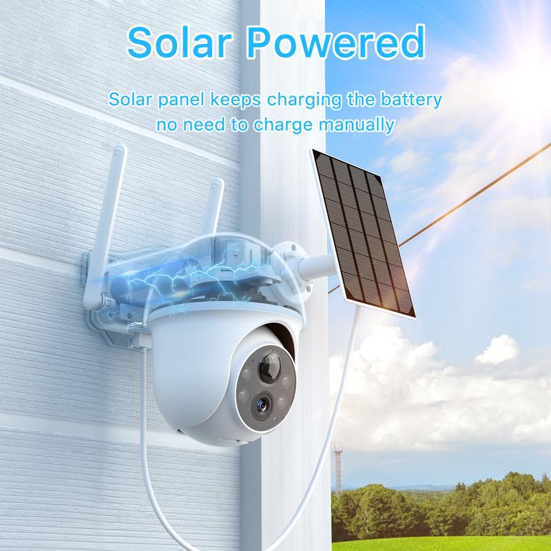 ANRAN 3MP Security Camera Wireless Outdoor,Solar Camera with 360° PTZ View,2.4G WiFi,Color Night Vision,PIR motion Detection,Memory Card Not included