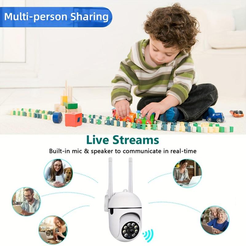 1pc Camera with Full Color Night Vision Wireless 1080p HD Indoor Outdoor Camera 2-Way Audio Wireless Security Camera Pan Tilt Zoom 2.4G Wi-Fi Smart Home Security Camera with Motion Tracking for Babies, Elderly and Pets