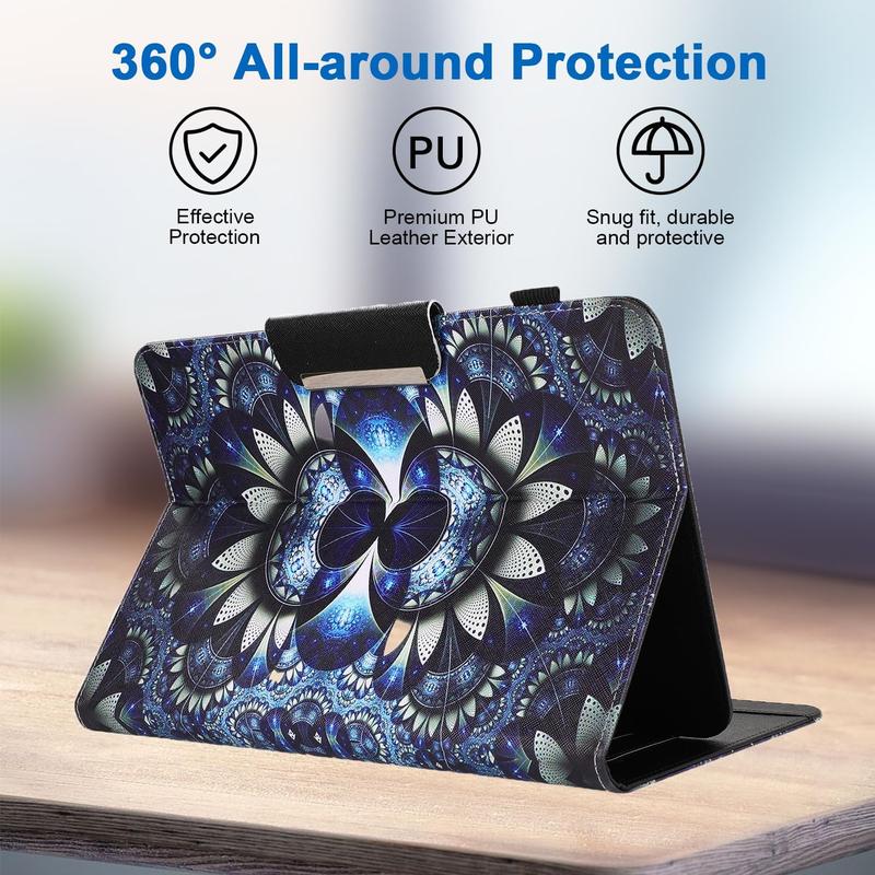 10 Inch Tablet Case, Universal 10 10.1 Inch Android Tablet Cover, Multi-Angle Viewing Stand Case for 9.5-10.5 Inch Tablet, 3D Flower