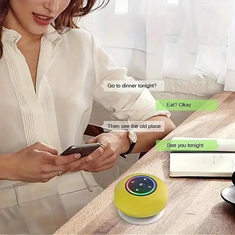 LED Bathroom Speaker, Portable Wireless Suction Cup Speaker, USB Rechargeable 5.0 Wireless Version, Suitable For Parties, Bathroom, Travel, Home And Outdoors Thanksgiving Christmas New Year Gifts wall clock  Smartphone Audio Audio Smartphone