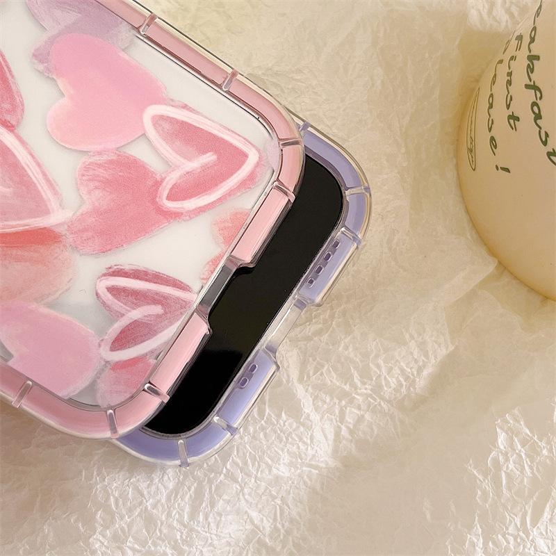 Spring Clear Heart Pattern Phone Case for Summer Gift, TPU Anti-fall Phone Cases, Phone Accessories for iPhone X 11 12 13 14 15 Pro Max, Ideal Gift for Birthday Girlfriend, Smartphone Accessories