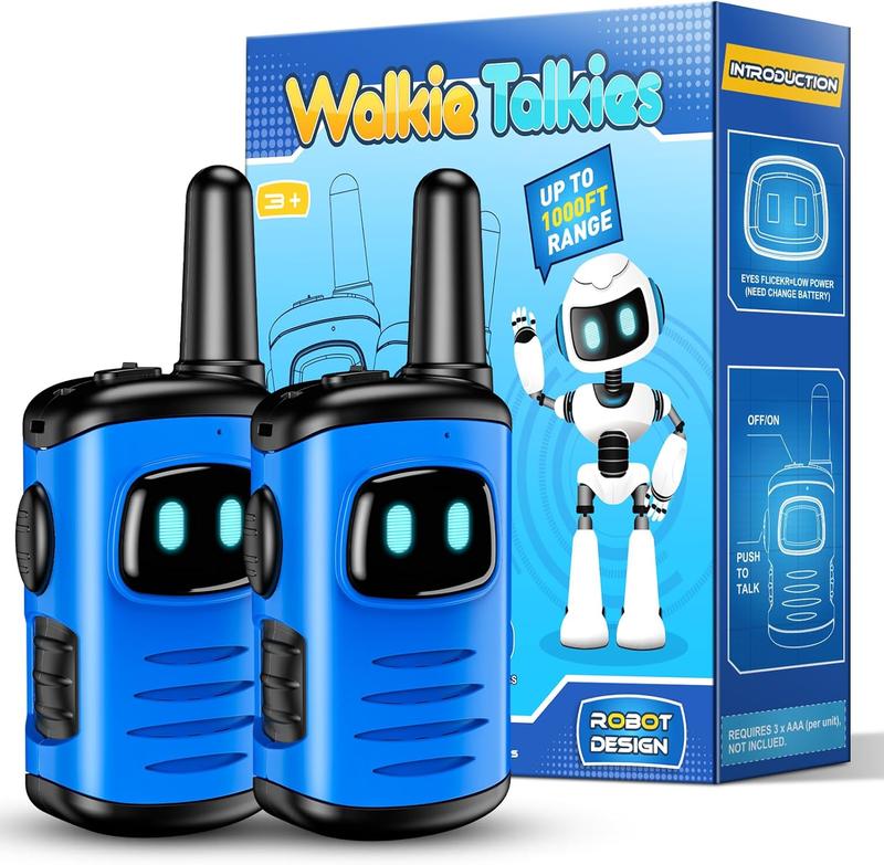 Walkie Talkies Toys for Kids 3-6:  Mini Robots Walkies Talkie for 3 4 5 6 Year Old Boys Toys for 3-5 Year Old Boy Outdoor Games Christmas Birthday Gifts for Kids Blue 2 Pack