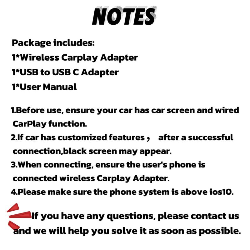 Wireless Carplay Adapter，Plug & Play Carplay Wireless Adapter for iOS 10+, Stable Fast Connection Low Latency