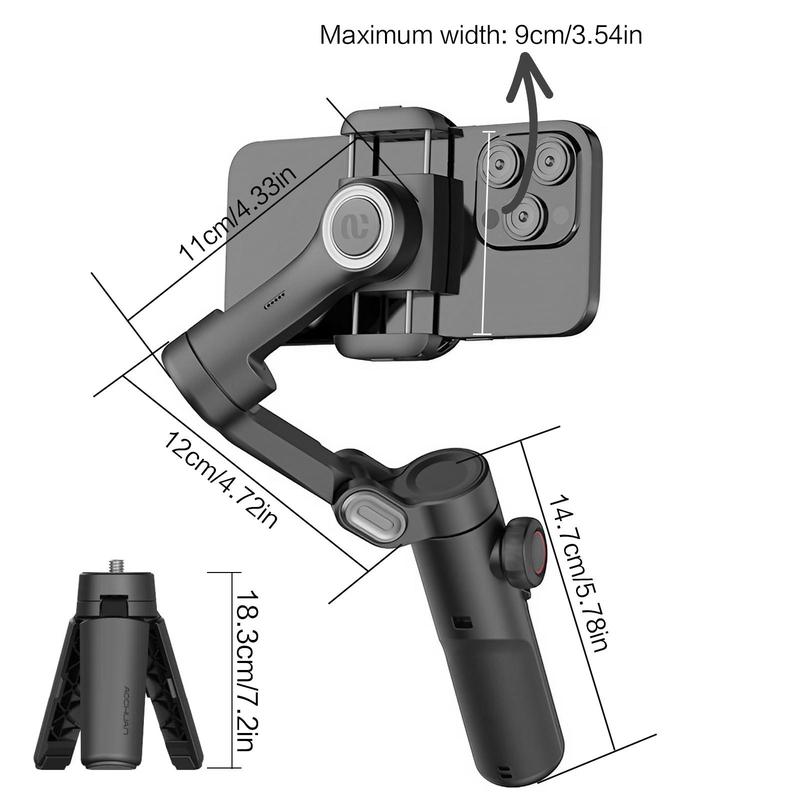 3-axis Anti-shake Smartphone Stabilizer, Foldable Vlog Equipment with Tripod, AI Face Tracking Stabilizer, Perfect for Vlog & Selfie