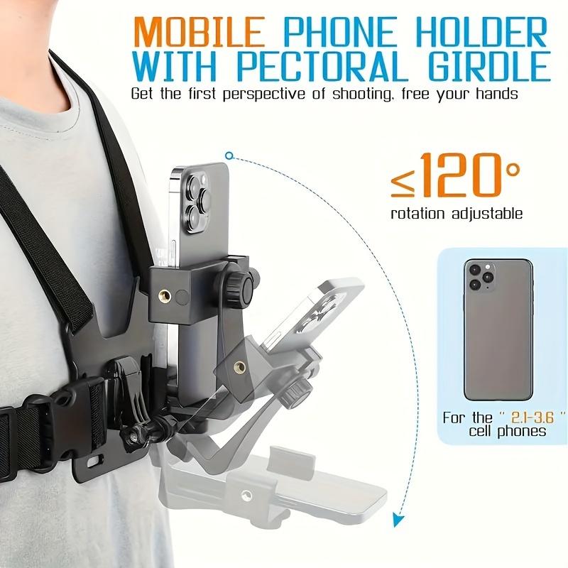 Chest Strap Cell Phone Holder, 1pc Adjustable Cell Phone Chest Strap Holder, Outdoor Riding Chest Strap Holder, First View Shooting Accessory For Skiing, Riding, Boating, Hunting, Sports