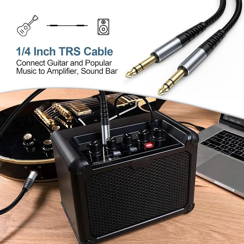 TRS Cable 1 4 10 FT, Quarter Inch Speaker Cables, 6.35mm Balanced 1 4 Cable Instrument TRS 1 4 Stereo Audio Cord Support Electric Guitar Bass Keyboard Amp Mixer Amplifier