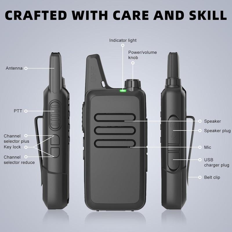 F20 Two Way Radio Long Range Rechargeable,VOX Handsfree, Portable, Small Walkie Talkies for Family Road Trip Camping Hiking (2 Pack)