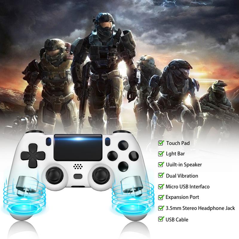 YUYIU Wireless Controller For Ps4 Romote Compatible With Ps4 Slim Pro Windows PC, Controller For Ps4 With 3.5mm Audio Jack, Touch Pad, Six Axis Motion Control, Charging Cable