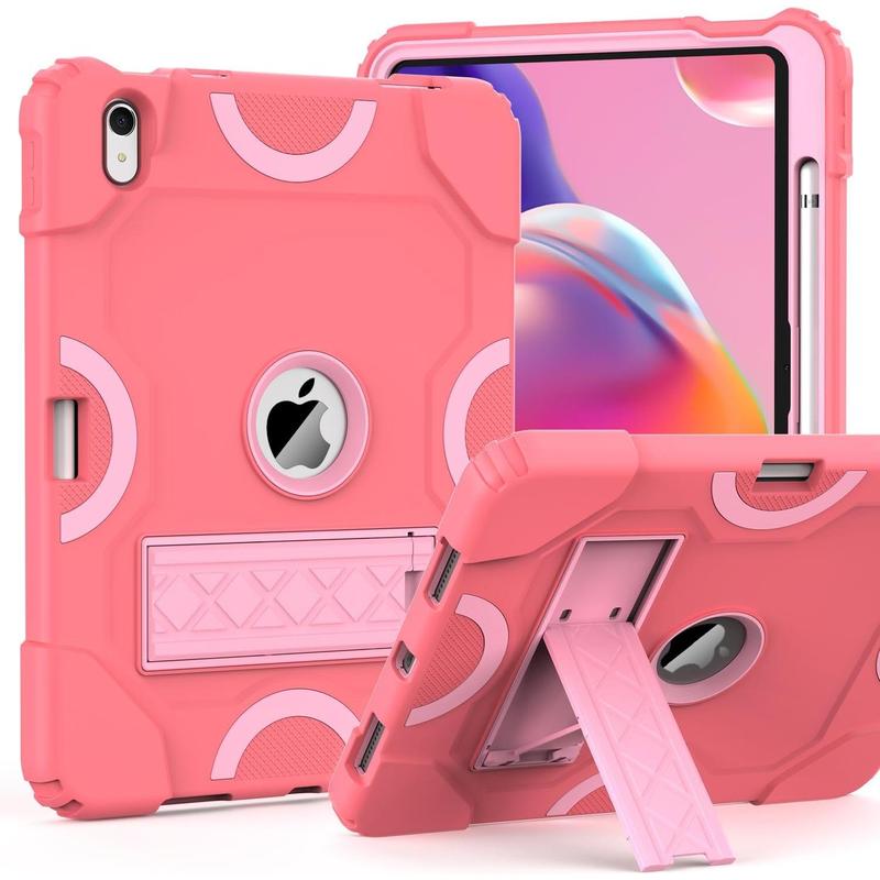 for iPad 10th Generation Case 10.9 inch , iPad 10th Case with Pencil Holder Heavy Duty Shockproof Rugged Protective Cover with Kickstand for   Rose Pink.Christmas Gifts Birthday