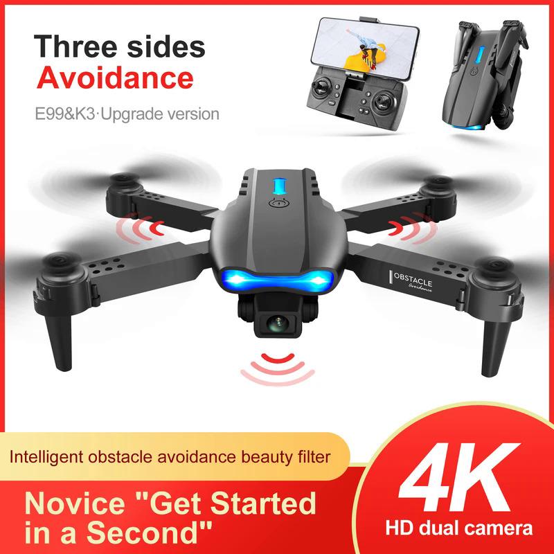 E99 PRO Drone with Flash Professional 4K Dual Camera WIFI Obstacle Avoidance RC Helicopters Aerial Photography Quadcopter Dron