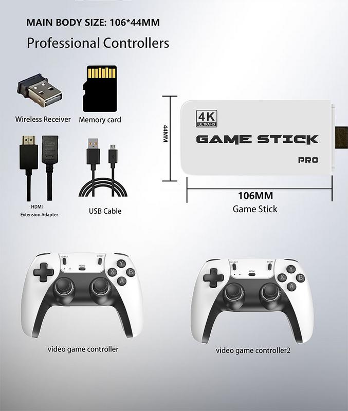 Salange M8 4K Pro Game Stick 64G 30000+ Video Game Console 2.4G Double Wireless Controller 4K Retro Game TV Stick Retro Classic Games