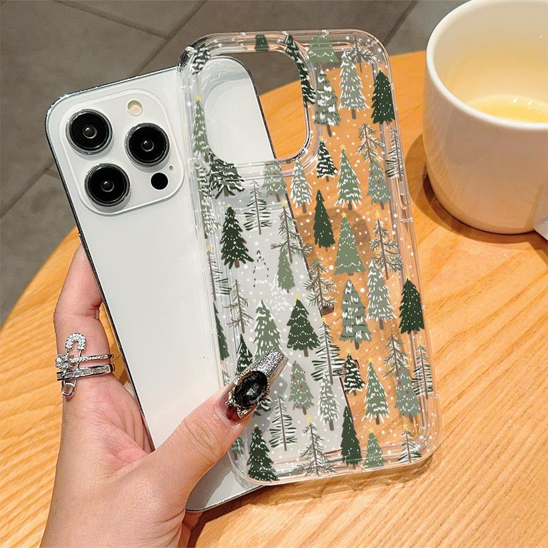 Christmas Tree Pattern Phone Case, Decorative Phone Protector Cover, Phone Accessories Compatible with iPhone 11 12 13 14 15 16 Pro Max