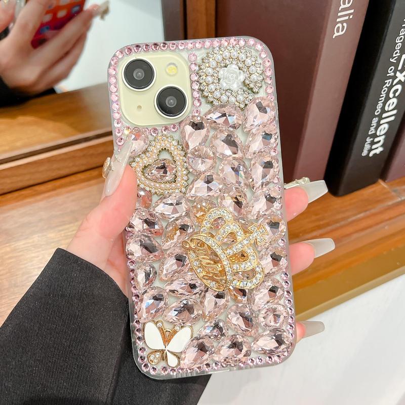 Rhinestone Decor ​​​Phone Case, Decorative Phone Protective Cover, Shockproof Phone Cases Compatible with iPhone 11 12 13 14 15 Pro Max