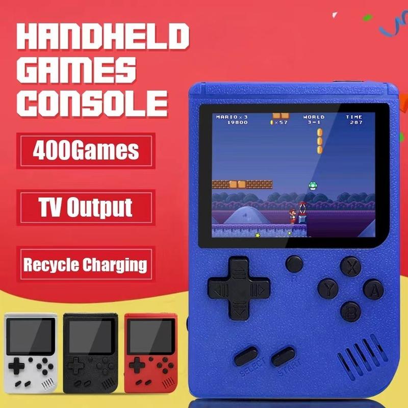 Handheld Game Console Retro Nostalgia Classic Mini Single and Double Player Game Console Built-in 400 Games Screen Rechargeable Rechargeable Game Boy