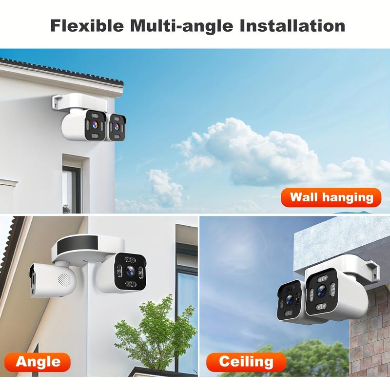 Dual lens Ptz security camera wireless outdoor, 2k high-definition motion sensor camera 2.4G WiFi home security, 360 degree Camaras De Segmentdad Para Casa outdoor, two-way audio call, night vision, alarm alarm