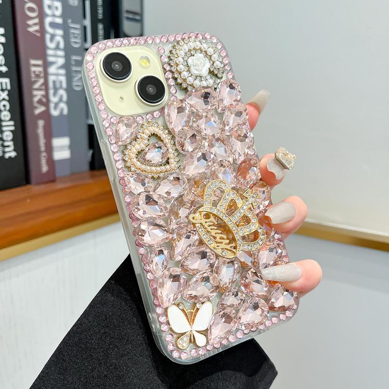 Rhinestone Decor ​​​Phone Case, Decorative Phone Protective Cover, Shockproof Phone Cases Compatible with iPhone 11 12 13 14 15 Pro Max