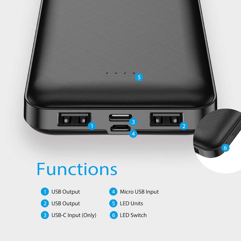 Portable Charger, 2-Pack Slim 15000mAh Battery Pack Two 5V 2A USB Output Ports and USB C Fast Input Travel Fast Charging Power Bank Compatible with iPhone 16 15 14 13 X Samsung Google iPad etc