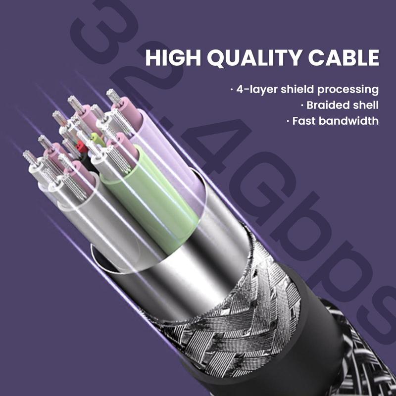 1M 2M 3M Display Port Cable, 1 Count 8K DP 1.4 Cable 8K@60Hz 4K@144Hz Braided High Speed Display Port Cable Compatible with TV Monitor Laptop, Summer Supplies