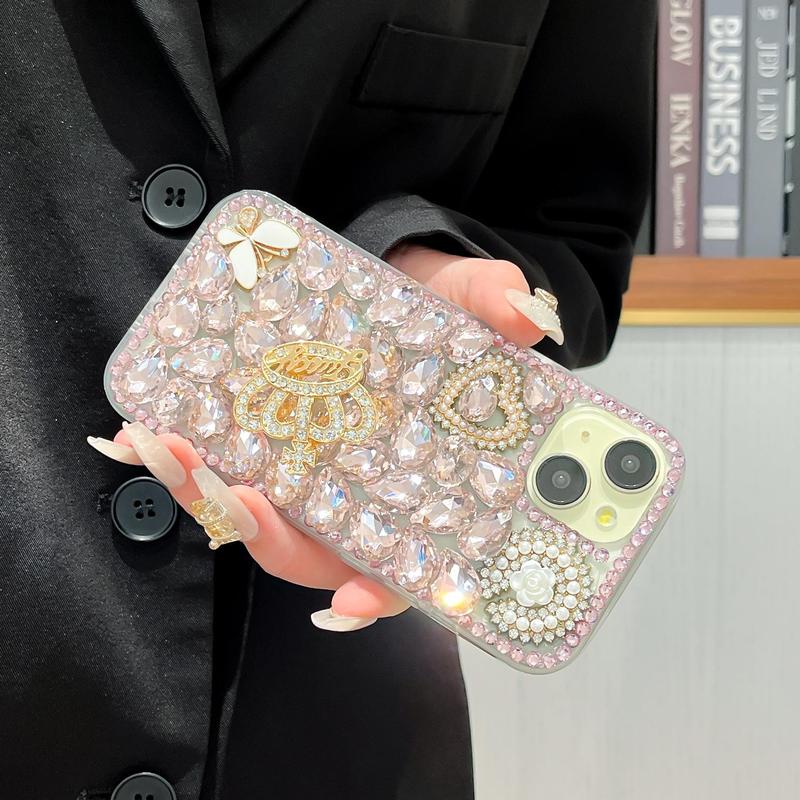 Rhinestone Decor ​​​Phone Case, Decorative Phone Protective Cover, Shockproof Phone Cases Compatible with iPhone 11 12 13 14 15 Pro Max