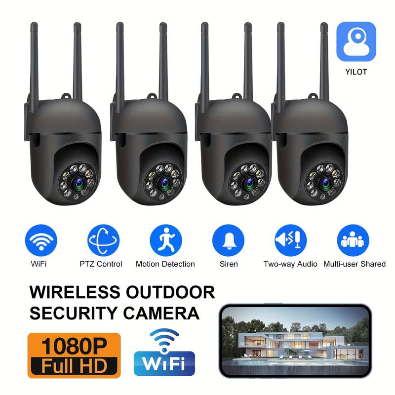 [With 64G Card]4Pcs-HD 1080P WIFI Surveillance Camera, Indoor And Outdoor Long Range HD Night Vision Camera, 355 Degree Intercom Home Security Camera, 2.4G Home Security System, AI Mobile Detection, Two-Way Audio, Color Night Vision, Home Surveillance Sec