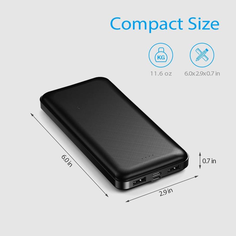 Portable Charger, 2-Pack Slim 15000mAh Battery Pack Two 5V 2A USB Output Ports and USB C Fast Input Travel Fast Charging Power Bank Compatible with iPhone 16 15 14 13 X Samsung Google iPad etc