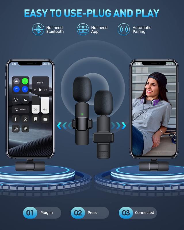 Portable Wireless Lavalier Microphone,The Versatile Audio Companion: Lavalier Mic for Video, Podcasts & More Cable Charging