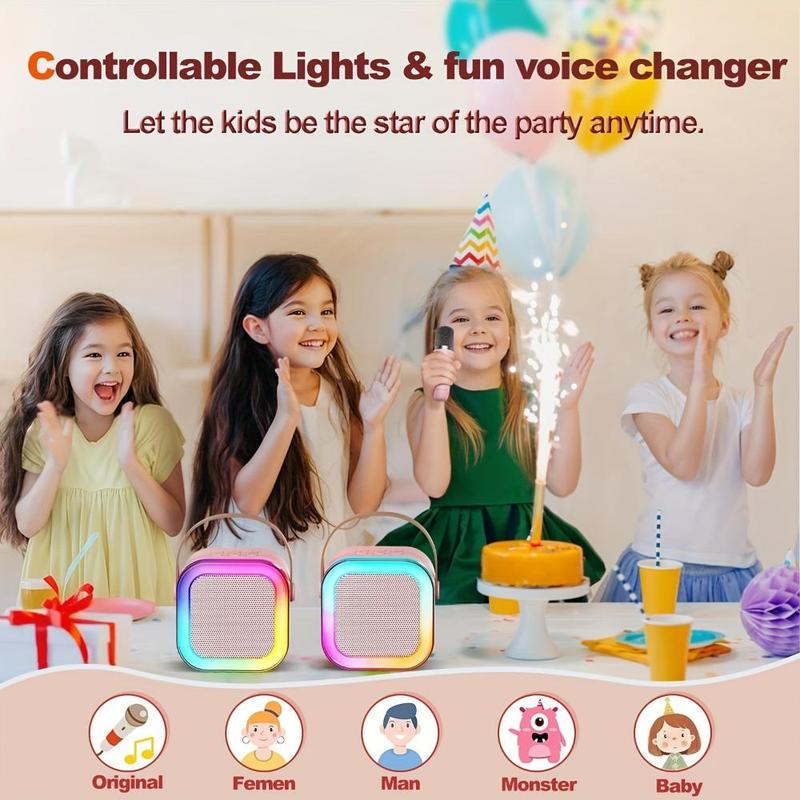 Portable Mini Karaoke Machine, Wireless Microphone & Light, USB Rechargeable Wireless Microphone Speaker, Suitable for All Smartphone Toys, Birthday