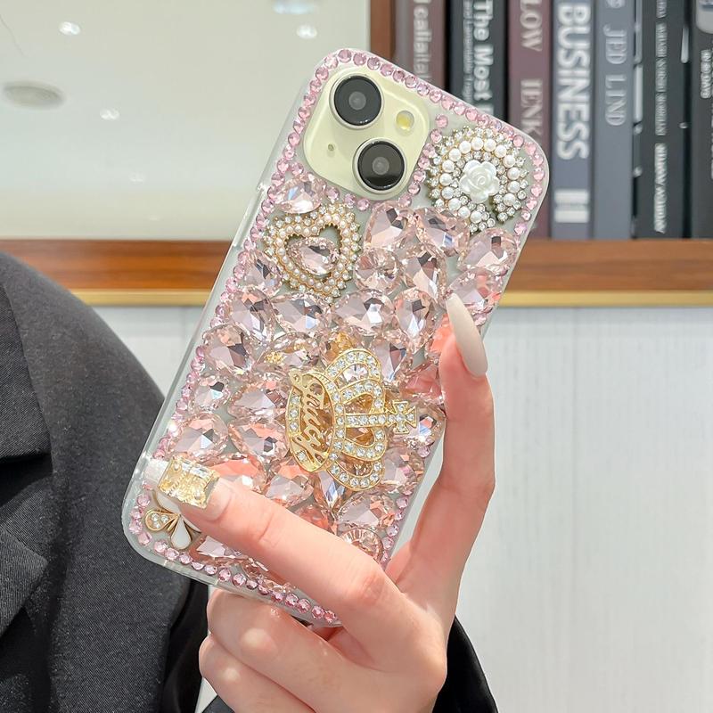 Rhinestone Decor ​​​Phone Case, Decorative Phone Protective Cover, Shockproof Phone Cases Compatible with iPhone 11 12 13 14 15 Pro Max