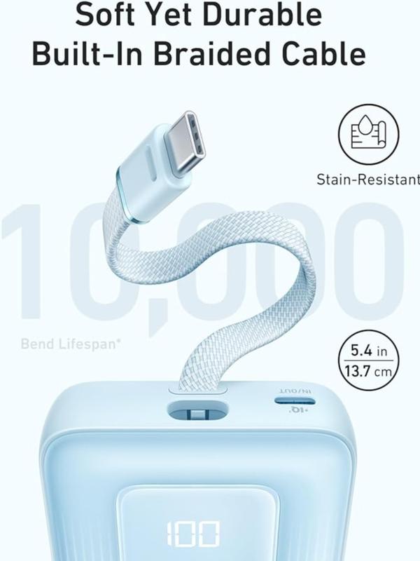 [Black Friday Deal]Anker Zolo Power Bank, 10,000mAh 20,000mAh 30W Portable Charger with Built-in USB-C Cable Cable for Travel, Fast Charging Battery Pack for iPhone 15 Series, MacBook, Galaxy, iPad, and More