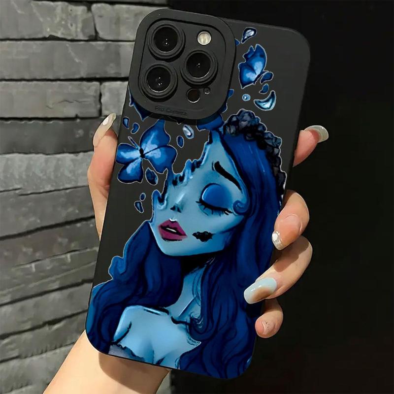 Blue Girl Pattern Phone Case, Decorative Phone Protector Cover, Phone Accessories Compatible with iPhone 11 12 13 14 15 16 Pro Max