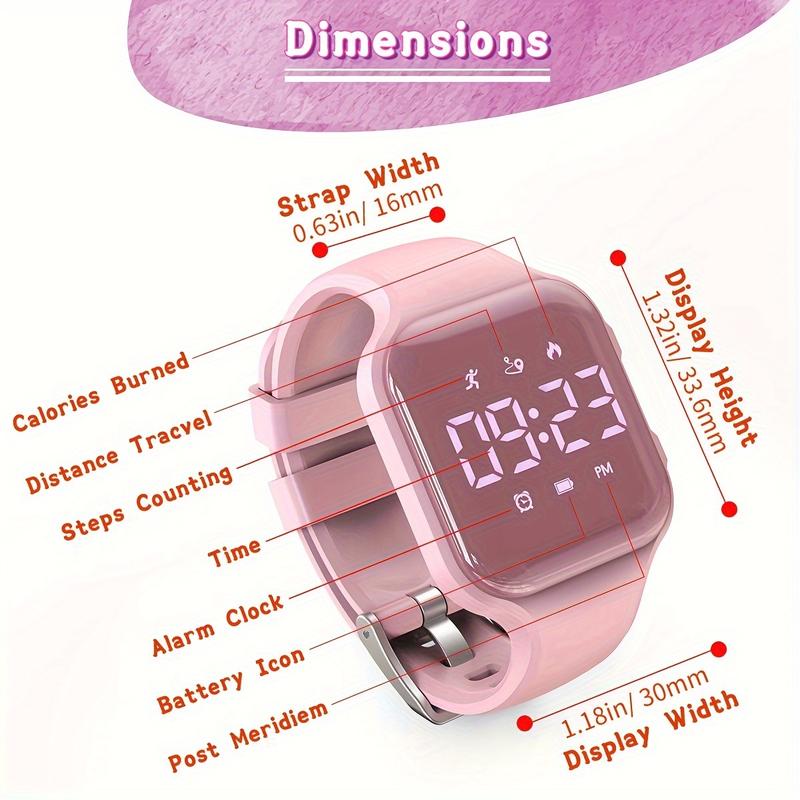 Led Fitness Tracker Watch, Digital Pedometer Watch, with Step Counting Distance Calories Stopwatch Alarm Clock, Gift for Kids Teen Girl Boy