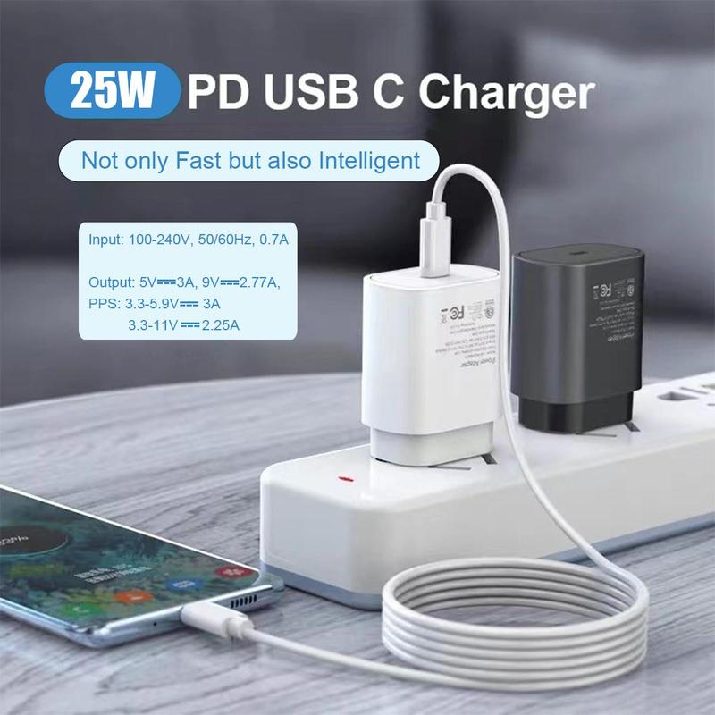 25W Super Fast Charging Phone Charger, USB C Port PD3.0 Wall Adapter Compatible with Samsung Galaxy iPhone OPPO Vivo Huawei Honor Tablets Switch